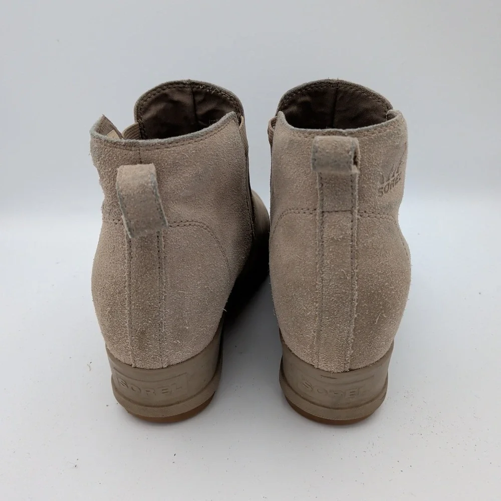 Sorel Evie Pull On Waterproof Suede Wedge Ankle Boots Major Brown NL3816-264 8.5